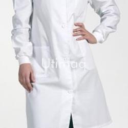 Bata puño elastico unisex color blanco botones modelo. ves - Imagen 1