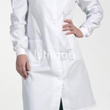 Bata puño elastico unisex color blanco botones modelo. ves - Imagen 1