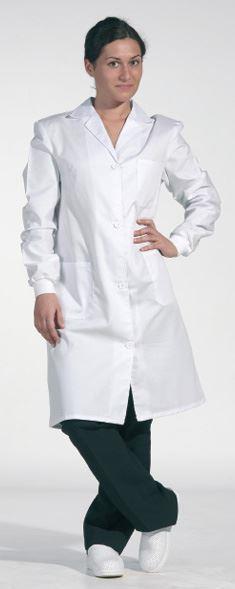 Bata señora puño elastico manga larga color blanco modelo: Ves - Imagen 1