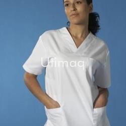 Casaca cuello pico sin botones color blanco modelo 203 - Imagen 1