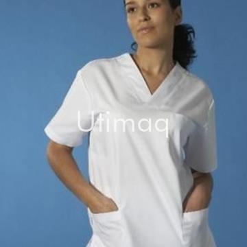 Casaca cuello pico sin botones color blanco modelo 203 - Imagen 1