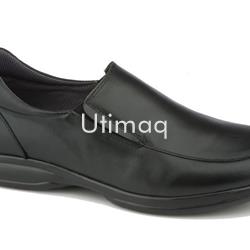 Zapato camarero antideslizante sin cordones en Piel color negro modelo: Oliver - Imagen 1